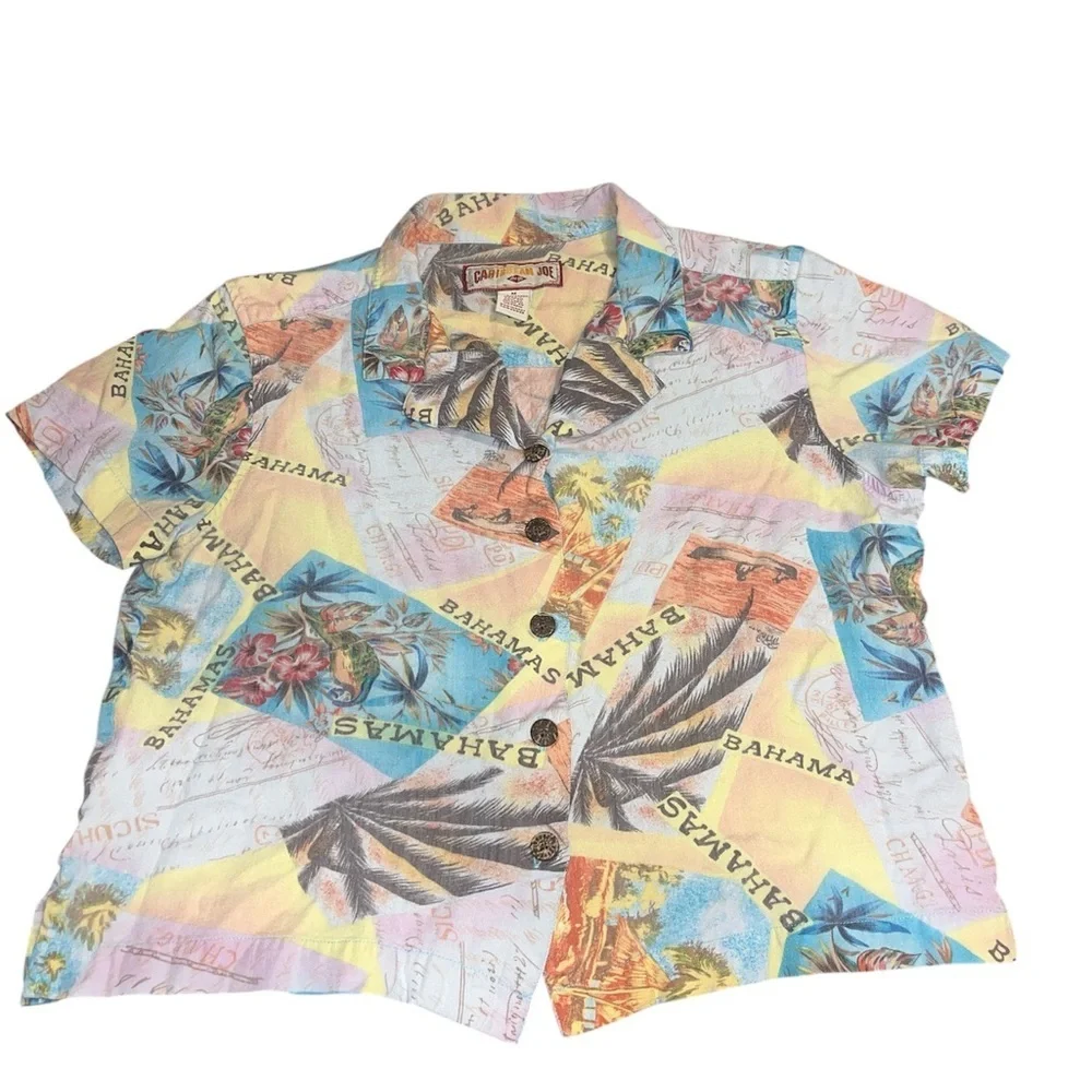 Caribbean Joe Multicolor Tropical Print Men's Shirt